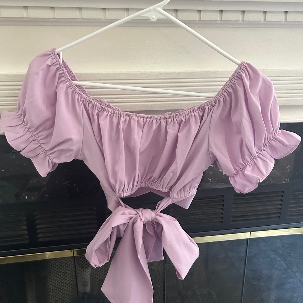 Lavender Off-Shoulder Women's Top - Picture 2 of 2